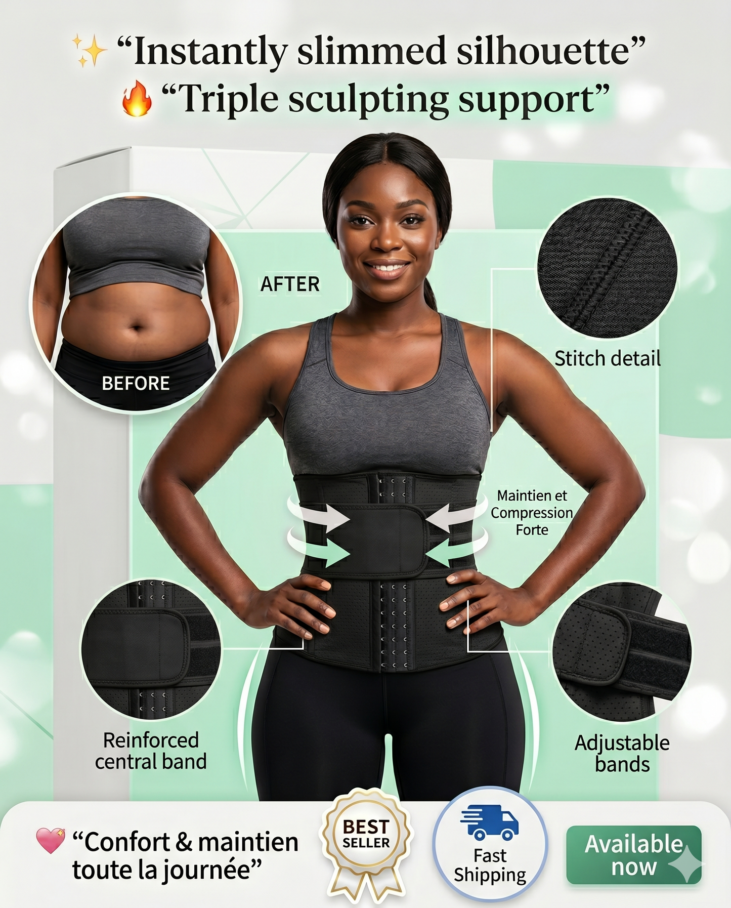 🔥 GAINE DE CEINTURE VENTRE PLAT 🍑